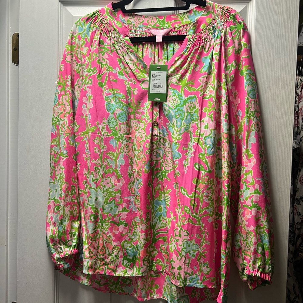 Lilly Pulitzer Elsa Blouse | Flamingo Pink Southern Charm